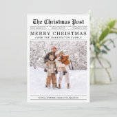 Oude krant stijl kerst Wenskaart Feestdagenkaart (Staand voorkant)