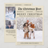 Oude krant stijl kerst Wenskaart Feestdagenkaart (Voorkant / Achterkant)