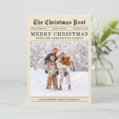 Oude krant stijl kerst Wenskaart Feestdagenkaart (Staand voorkant)