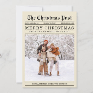 Oude krant stijl kerst Wenskaart Feestdagenkaart