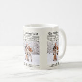 Oude krant stijl kerst Wenskaart Koffiemok (Voorkant rechts)