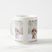 Oude krant stijl kerst Wenskaart Koffiemok (Voorkant links)