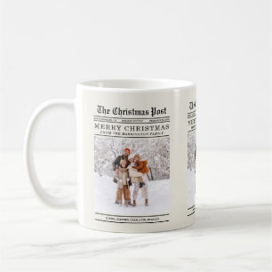 Oude krant stijl kerst Wenskaart Koffiemok