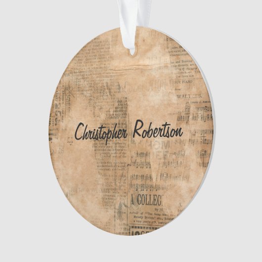 Oude  krant Torn, gepersonaliseerd Ornament (voorkant)