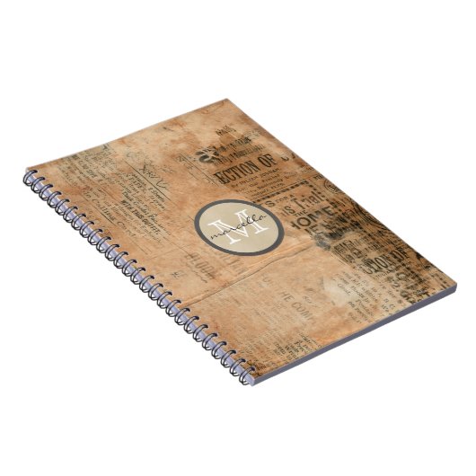 Oude  krant Torn Monogram Notitieboek (Rechterzijde)