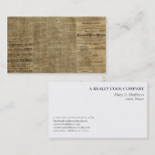 Oude  krant visitekaartje (Voorkant / Achterkant)