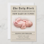 Oude krantenstijl Geboorte Aankondiging Kaart (Voorkant)