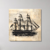 Oude  krantenstijl met Fashioned Ship Art Canvas Afdruk (Voorkant)