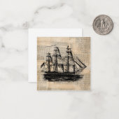 Oude  krantenstijl met Fashioned Ship Art Notitiekaartje (Voorkant / Achterkant in situ)