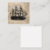 Oude  krantenstijl met Fashioned Ship Art Notitiekaartje (Voorkant / Achterkant)