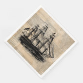 Oude  krantenstijl met Fashioned Ship Art Servet (Hoek)
