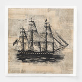 Oude  krantenstijl met Fashioned Ship Art Servet (Voorkant)