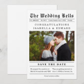 Oude krantenstijl trouw save the date (Voorkant / Achterkant)