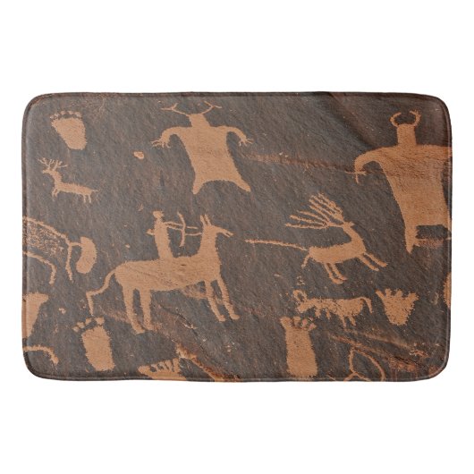 Oude Krantrots Petroglyfen Inheemse Amerikanen Badmat (Voorkant)