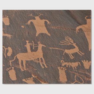 Oude Krantrots Petroglyfen Inheemse Amerikanen Cadeaupapier