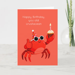 Oude Kreeftachtigen Verjaardagskaart Krab Humor Kaart