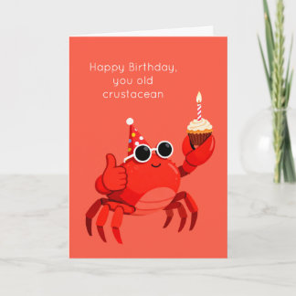 Oude Kreeftachtigen Verjaardagskaart Krab Humor Kaart