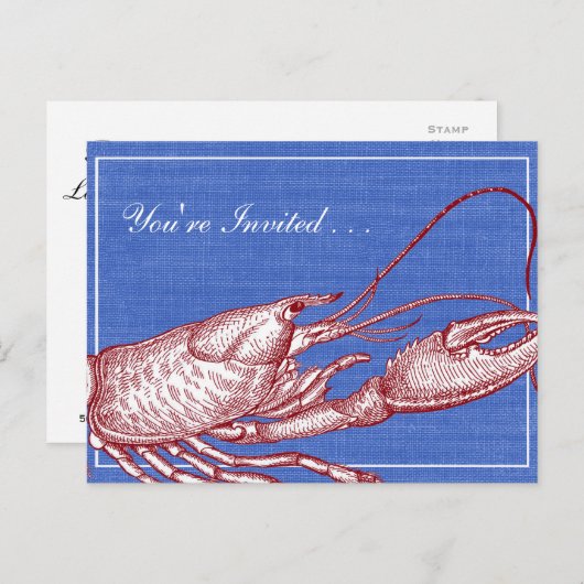 Oude Kreeftenbak Strandfeest met Nautilus-thema Uitnodiging Briefkaart (Voorkant / Achterkant)