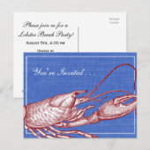 Oude Kreeftrestaurant Strandfeest Nautical Uitnodiging Briefkaart (Voorkant / Achterkant)