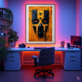 Oude krijgersmasker – Meso-Amerikaanse stam- Poster