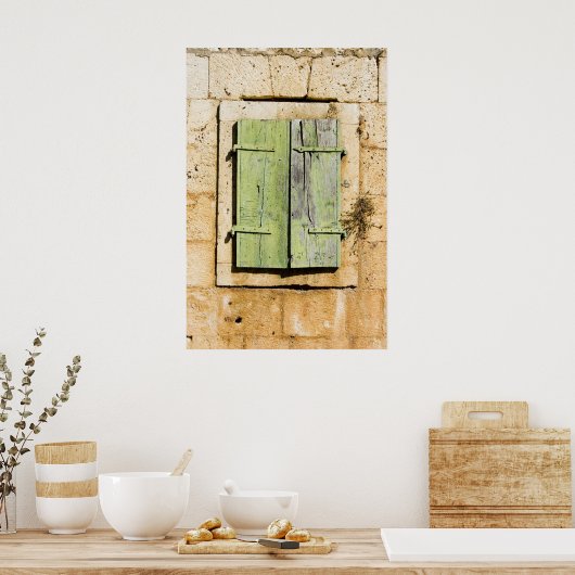 Oude Kroatische vensterluiken Poster (Keuken)