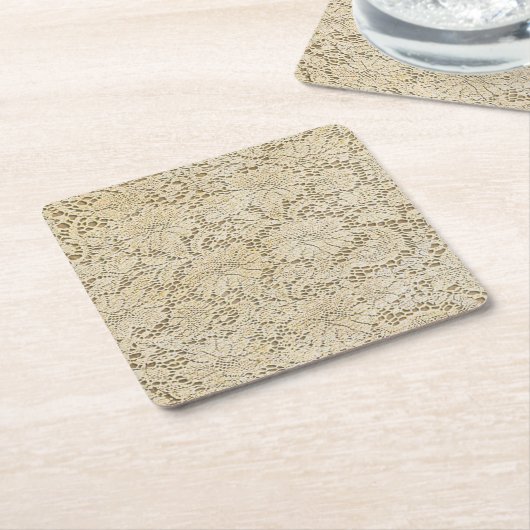 Oude kroeslantaarn Floral Pattern + jouw ideeën Kartonnen Onderzetters (Schuin)