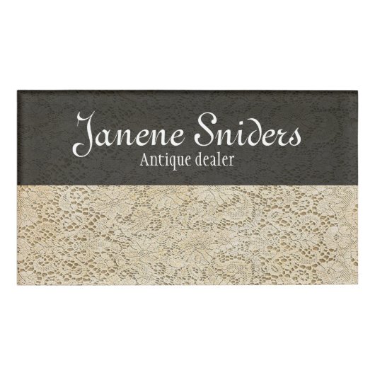 Oude kroeslantaarn Floral Pattern + jouw ideeën Naambadge (Voorkant)