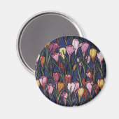 Oude krokusbloemen in een tuin, bloempatroon magneet (Voorkant / Achterkant)