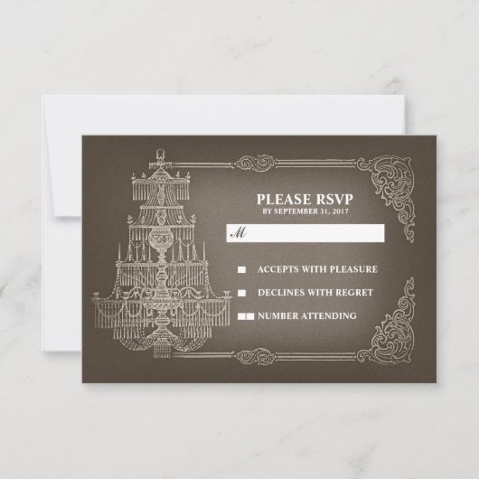oude kroonluchter bruiloft RSVP kaarten Kaartje (Voorkant)