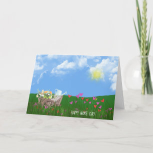 oude kruiwagen met bloemen Naam Dag Kaart