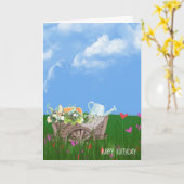 oude kruiwagen met bloemen verjaardag kaart (Gele Bloem)