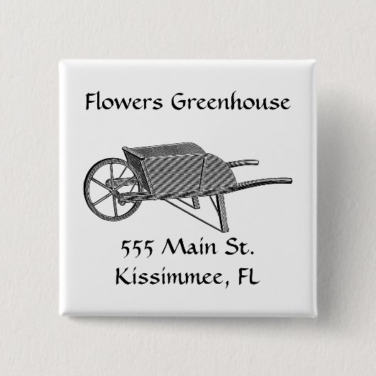 Oude Kruiwagen Vierkante Button 5,1 Cm (Voorkant)