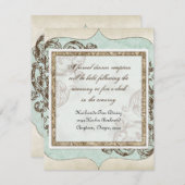 Oude krulbloem etsingen bloemige bruiloft informatiekaartje (Voorkant / Achterkant)