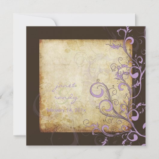 Oude krullen/lilalot/lavendel/chocolade kaart (Voorkant)