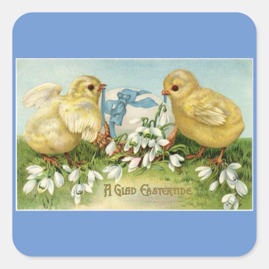 Oude Kuikens Met Eierstickers Vierkante Sticker (Voorkant)