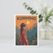 Oude Kunming, China Reizen Briefkaart (Staand voorkant)