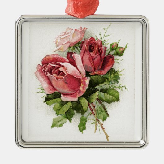 Oude Kunst Antieke Rozen Metalen Ornament (Voorkant)