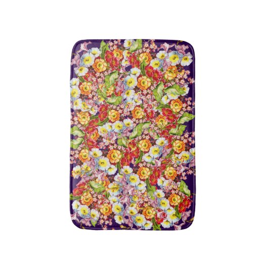 Oude Kunst Bloemmotief Lente Bloemen Sleutelbloem Badmat (Voorkant Verticaal)