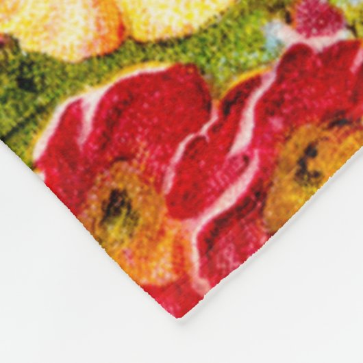 Oude Kunst Bloemmotief Lente Bloemen Sleutelbloem Fleece Deken (Hoek)