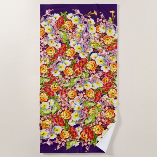 Oude Kunst Bloemmotief Lente Bloemen Sleutelbloem Strandlaken (Voorkant)