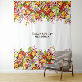 Oude Kunst Bloemmotief Lente Bloemen Sleutelbloem Wandkleed