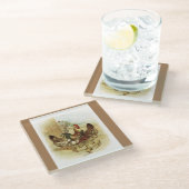 Oude Kunst Kippen Boerderij Glazen Onderzetter (Schuin)