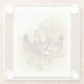 Oude Kunst Kippen Boerderij Glazen Onderzetter (Achterkant)