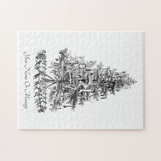 Oude kunst van de dansende kerstboom van Kind Legpuzzel (Horizontaal)