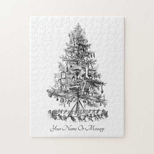 Oude kunst van de dansende kerstboom van Kind Legpuzzel (Verticaal)