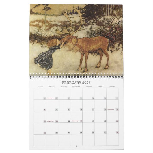 Oude  kunstillustraties van Fairy Tale Kalender (Feb 2026)