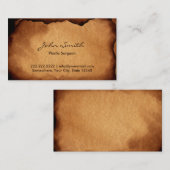 Oude kunststofchirurg van gebrand papier visitekaartje (Voorkant / Achterkant)