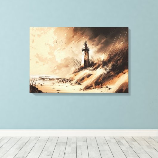 Oude kunststofschilders voor vuurtoren canvas afdruk (Insitu (Houten vloer))