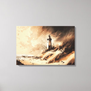 Oude kunststofschilders voor vuurtoren canvas afdruk