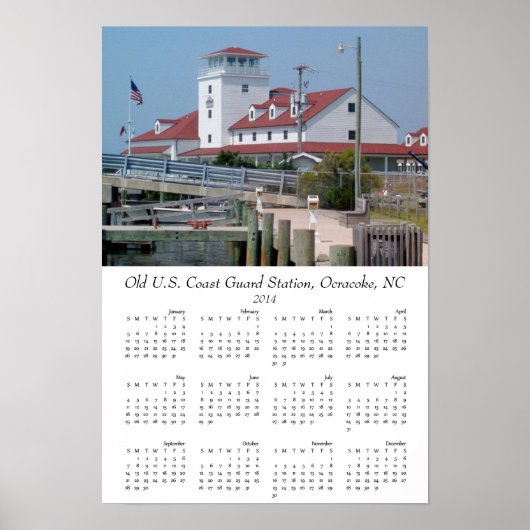 Oude kustwachtstation Outer Banks Ocracoke 2014 Poster (Voorkant)